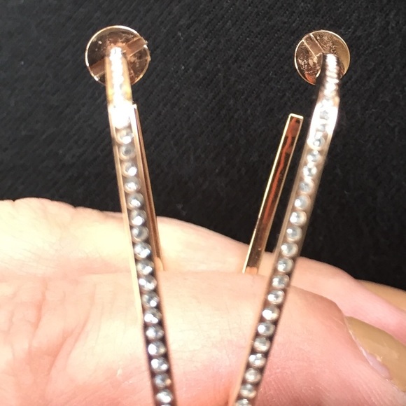 Authentic Square Michael Kors Diamond Gold Hoops - Picture 7 of 8